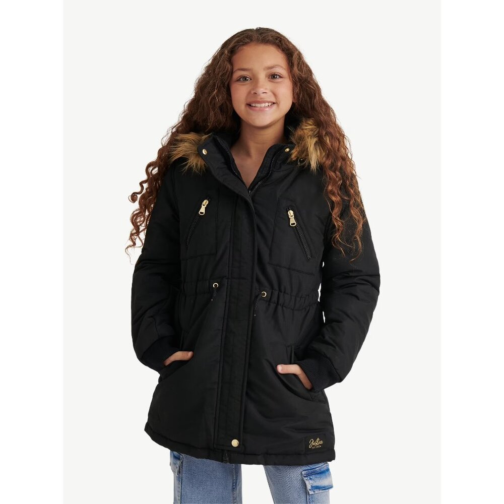NEW Justice Girl's Canvas Parka Black XS (5/6)
